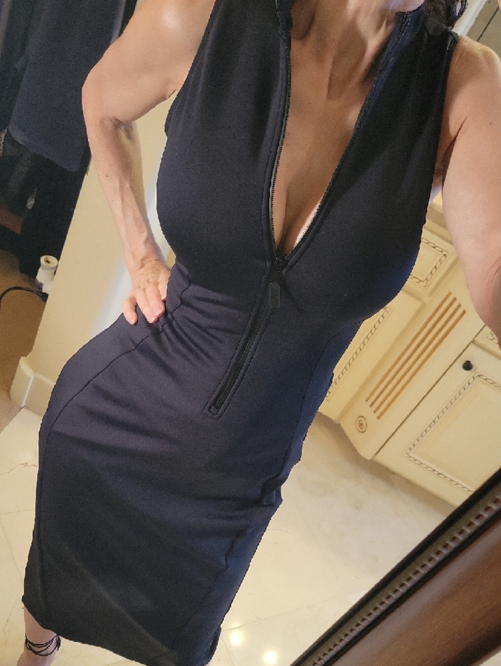 *TA3  Black Sleeveless Shapewear Midi Dress, S - Picture 11 of 16